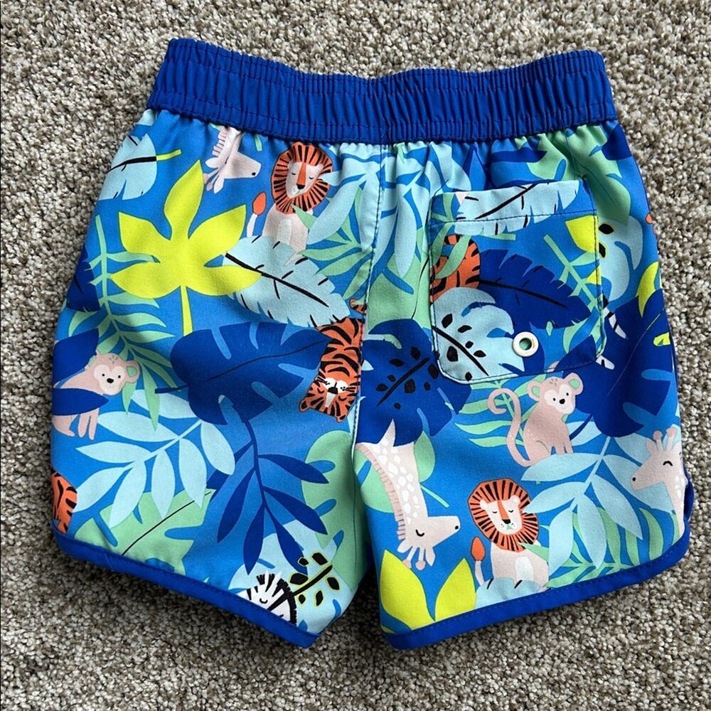 Kids Colorful Jungle Print Swim Shorts, 2 Toddler - Picture 2 of 4